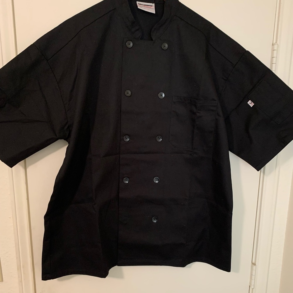Uncommon Threads Chef Jacket, Short Sleeves, Black,  XL
Unisex NWOT